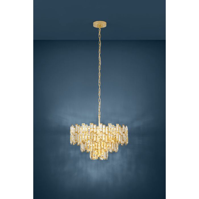 Eglo Calmeilles Πολυέλαιος 10xE14 Ø63cm με Κρύσταλλα Χάλκινος 39613